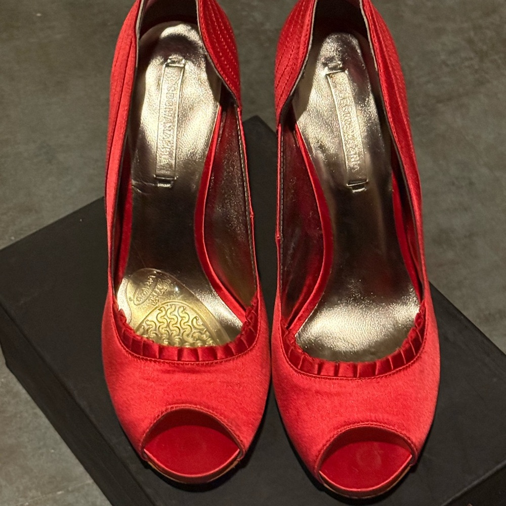 BCBGMaxAzria Vibrant Red Peep-Toe Heels